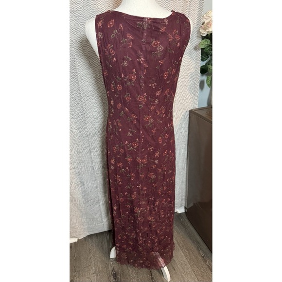 Sophisticates By Jonathan Martin vintage Maroon Sleevless Floral Print Maxi M - Picture 4 of 6